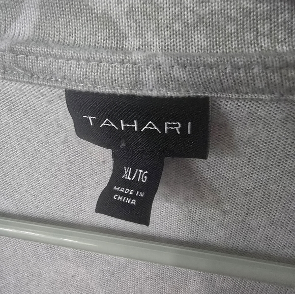 Tahari Light Gray Open-Front Cardigan, Size XL - Picture 3 of 4